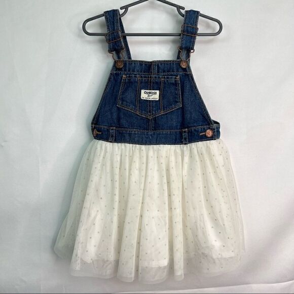 OshKosh B’Gosh Denim Overall with Tulle skirt Dress Jumper - Picture 1 of 15